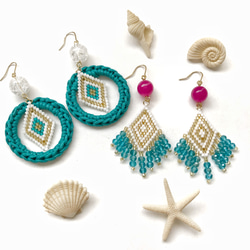 【creema限定 夏の福袋】turquoise earrings 2点set 1枚目の画像