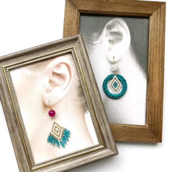 【creema限定 夏の福袋】turquoise earrings 2点set 2枚目の画像