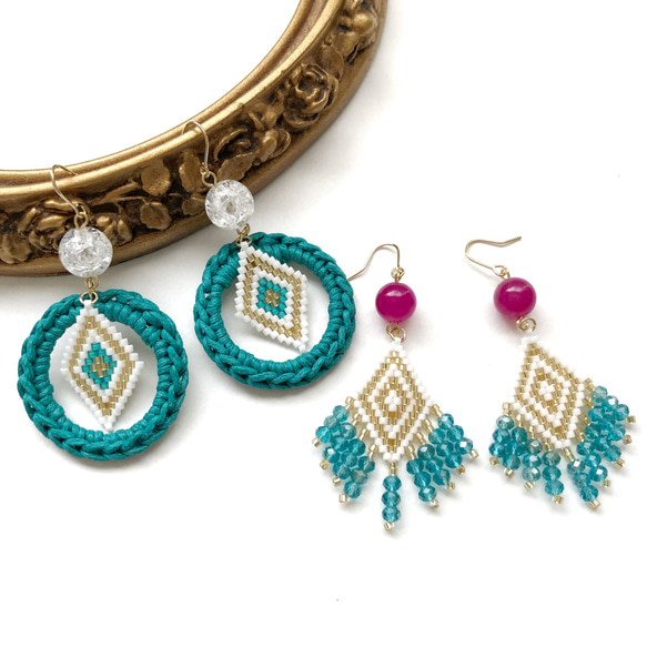 【creema限定 夏の福袋】turquoise earrings 2点set 3枚目の画像