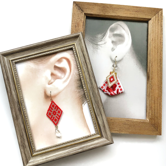 【creema限定 夏の福袋】red earrings【2点set】 2枚目の画像