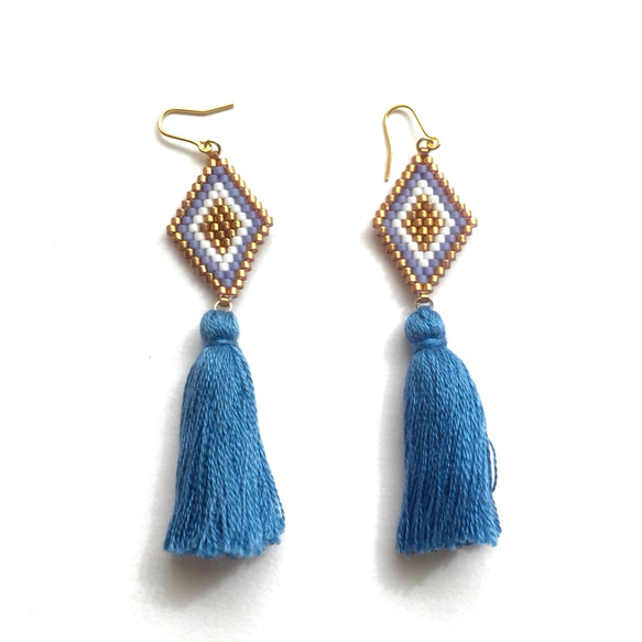 再販4♡tassel × earrings(blue) 2枚目の画像