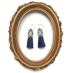 再販5♡ tassel × earrings（navy） 2枚目の画像