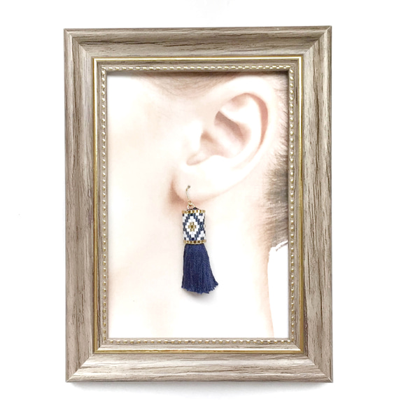 再販5♡ tassel × earrings（navy） 3枚目の画像