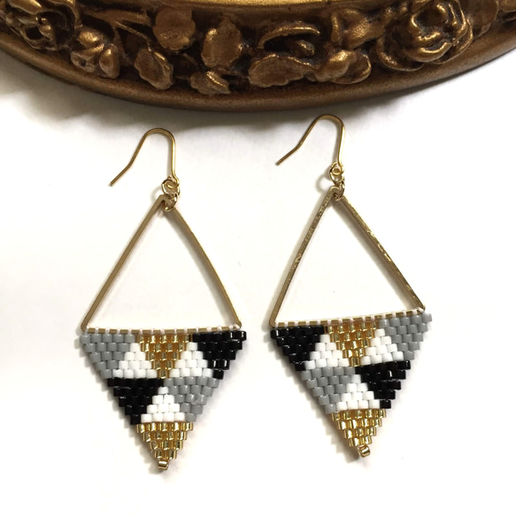 再販12♡ △triangle earrings△(black) 2枚目の画像