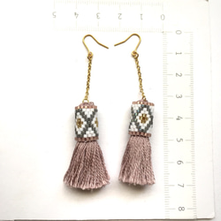 再販3♡ tassel × earrings（pink beige） 3枚目の画像