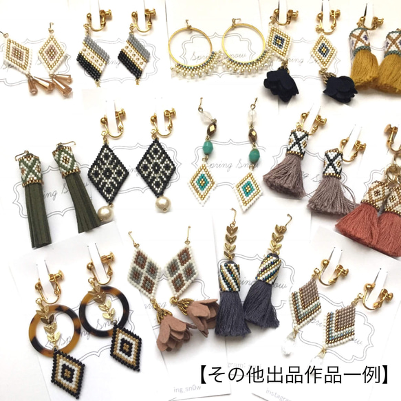 再販3♡ tassel × earrings（pink beige） 4枚目の画像