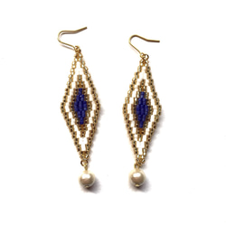 ♢beads earrings♢（blue） 2枚目の画像