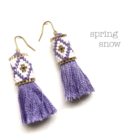 【再販】tassel ×earrings（purple） 1枚目の画像