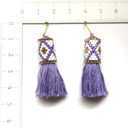 【再販】tassel ×earrings（purple） 3枚目の画像