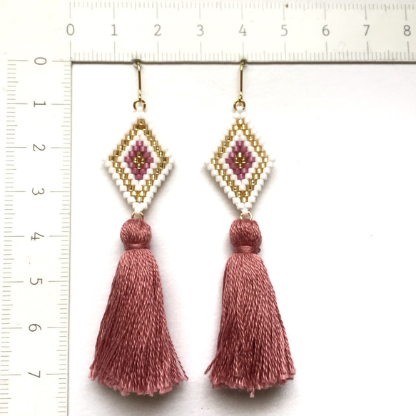 ◇tassel × earrings◇（smoky pink） 3枚目の画像