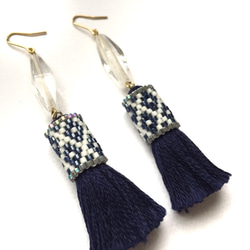 tassel earrings （navy） 3枚目の画像