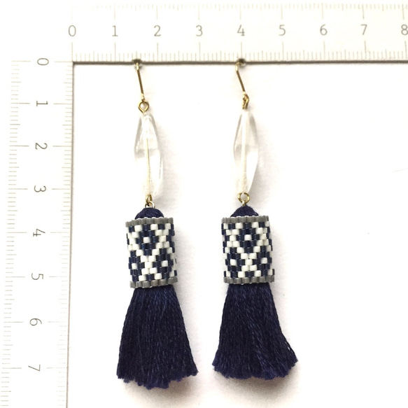 tassel earrings （navy） 4枚目の画像