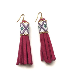 tassel × earrings（berry pink） 2枚目の画像