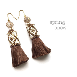 再販♡tassel × earrings（brown） 1枚目の画像