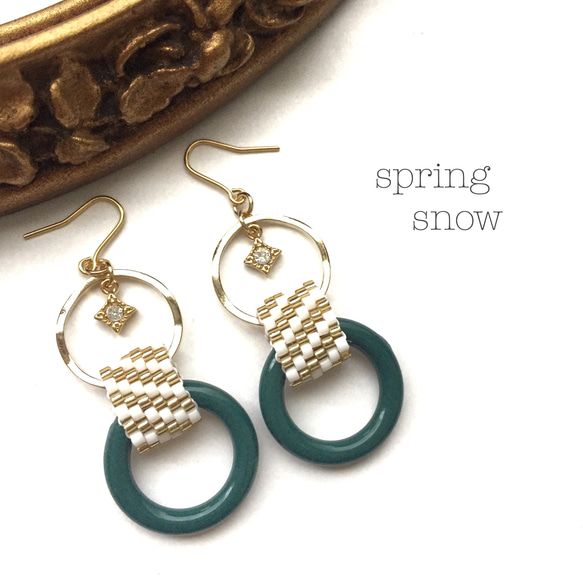 再販♡ circle earrings（dark green） 1枚目の画像