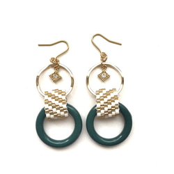 再販♡ circle earrings（dark green） 3枚目の画像