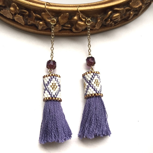tassel × earrings（lavender） 2枚目の画像