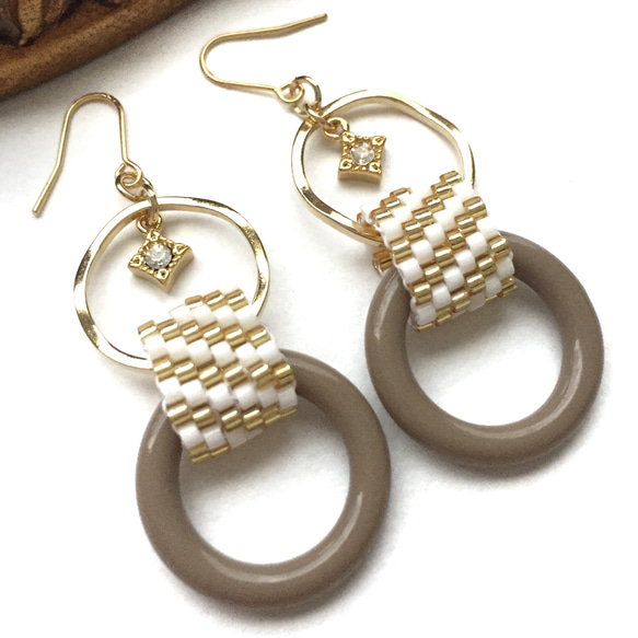 再販♡circle earrings（beige） 2枚目の画像