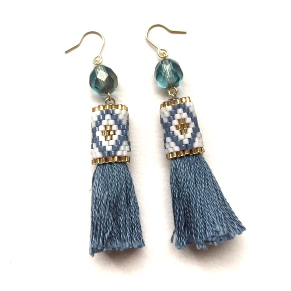 tassel × earrings（light blue） 3枚目の画像