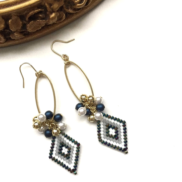 new♡ピアス2点set（navy） 3枚目の画像