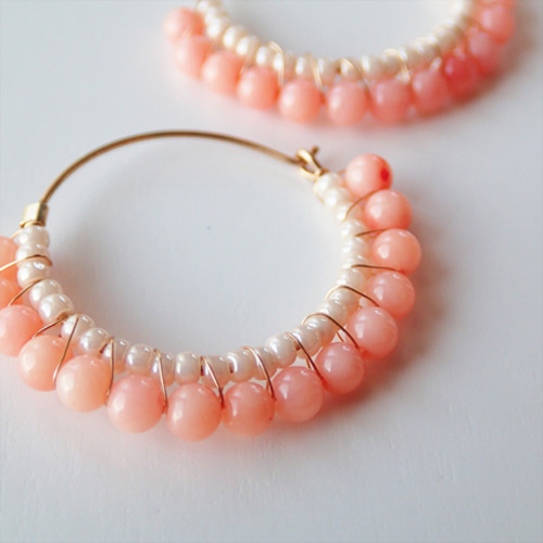 K14gf ピンクサンゴ フープピアス ピアス（フープ） Holiday Jewelry