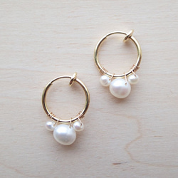 珍珠的戒指風夾式耳環 第4張的照片