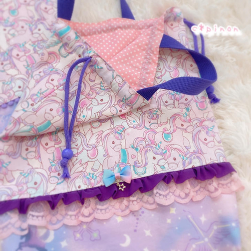 ベビー ユニコーン☆ゆめかわ♪ピンク☆フリル レッスンバッグ 3点