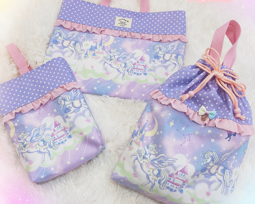 どりーみー ユニコーン☆ゆめかわ♪パープル☆フリル レッスンバッグ 3