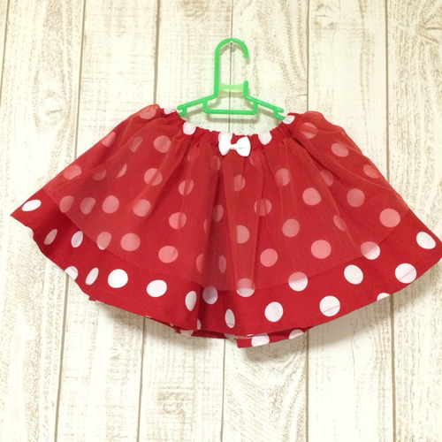 赤白 ドット柄♡チュールのサーキュラースカート 子供服 c*pinon