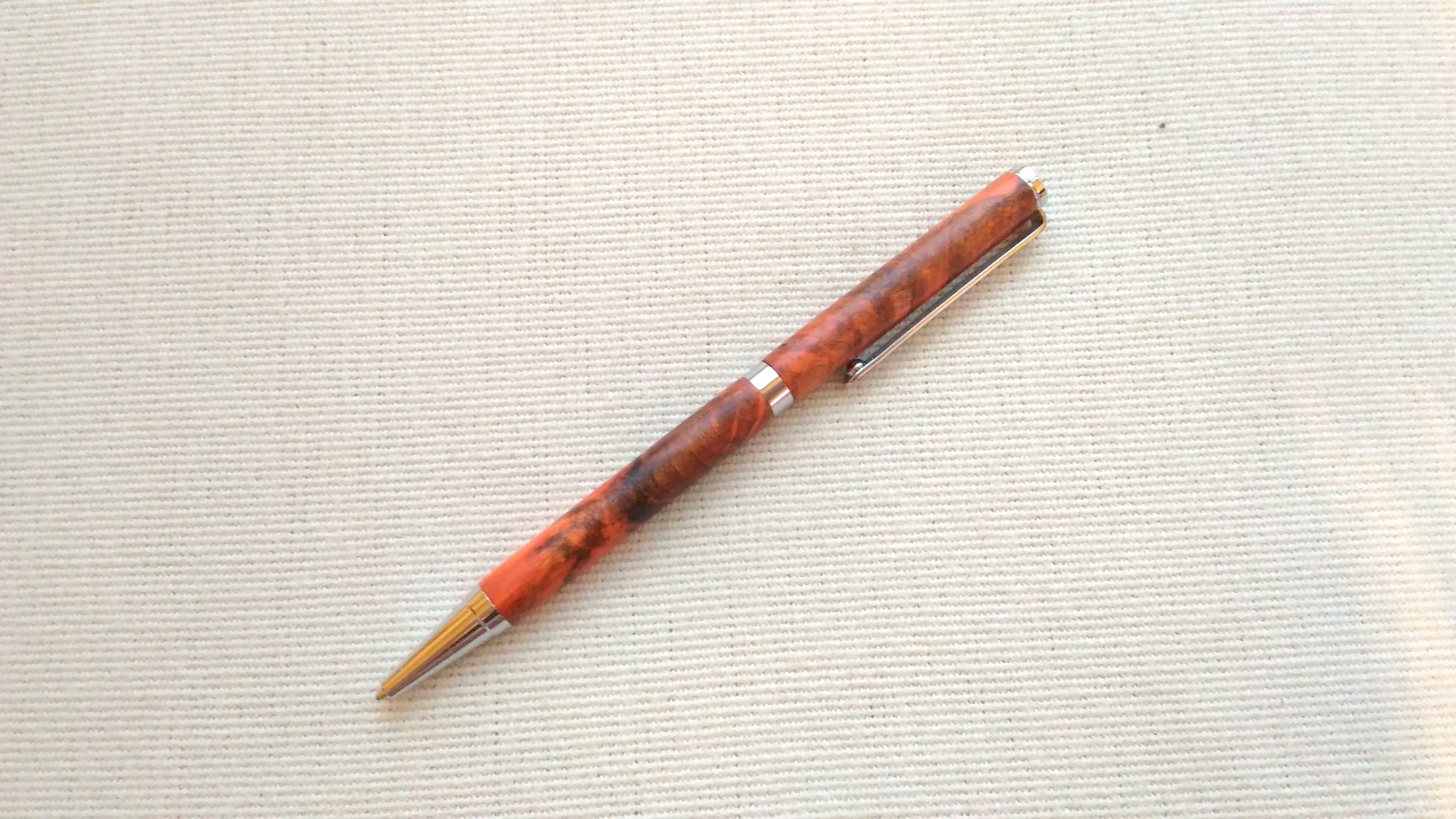 栃杢染め木 スリムボールペン1705-20