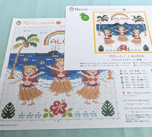 クロスステッチ図案【アロ～ハ！ / ALOHA】南国気分を満喫♫ 編み図