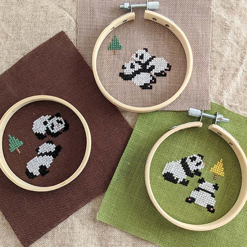 クロスステッチキット【ふたごのパンダ】「はるはるキャンバス」付