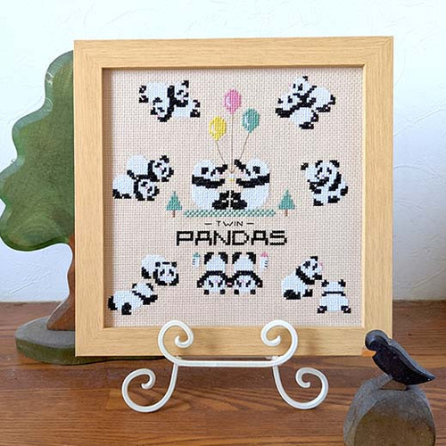 クロスステッチ図案【ふたごのパンダ】 型紙 Biene ビーネ 通販