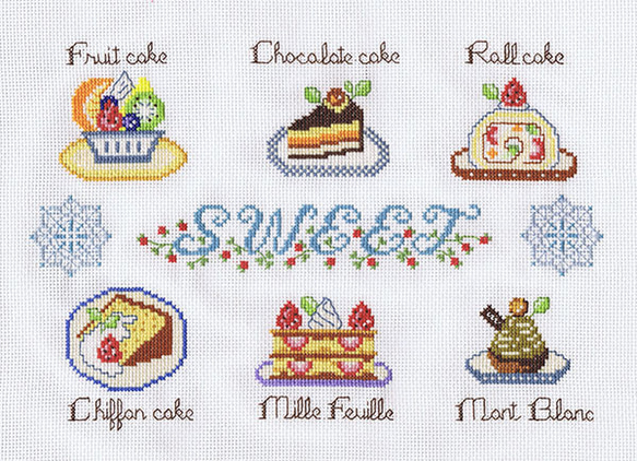 クロスステッチセット【スイーツ】：図案と布 キット Biene ビーネ