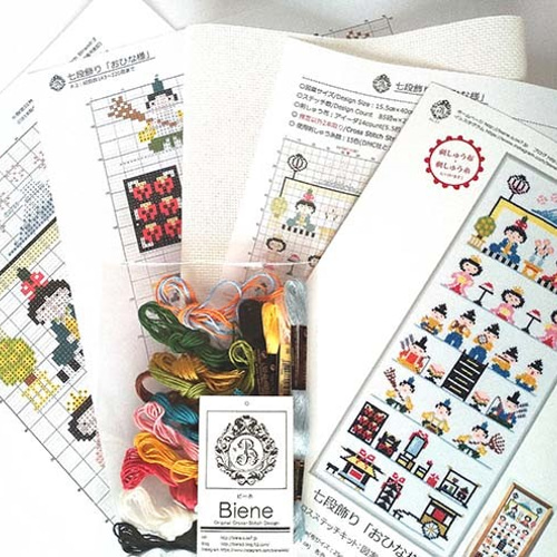 雛段飾り　クロスステッチ クロスステッチ図案【七段飾り おひな様】 キット Biene ビーネ