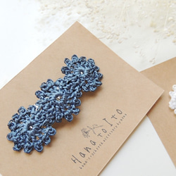 [パッチンピン] 2点セット  Antique Lace  (blue & white) 2枚目の画像