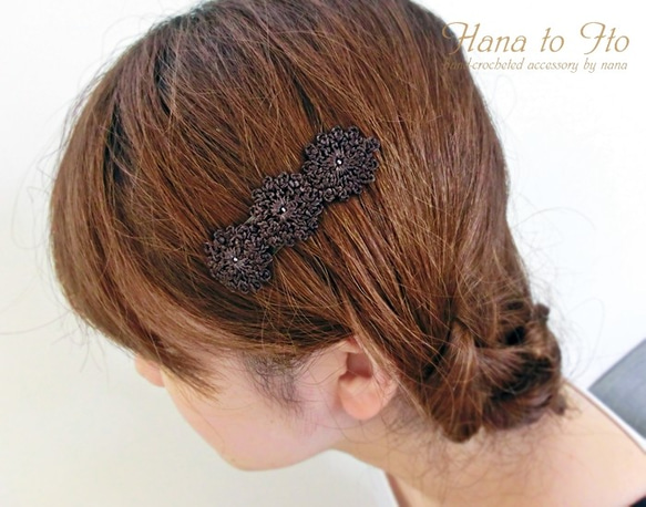 [パッチンピン]2点セット  Antique Lace (light beige & dark brown) 4枚目の画像