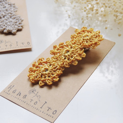 [クリップピン] 2点セット  Antique Lace  (light beige & yellow) 2枚目の画像