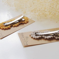 [クリップピン] 2点セット  Antique Lace  (light beige & yellow) 5枚目の画像