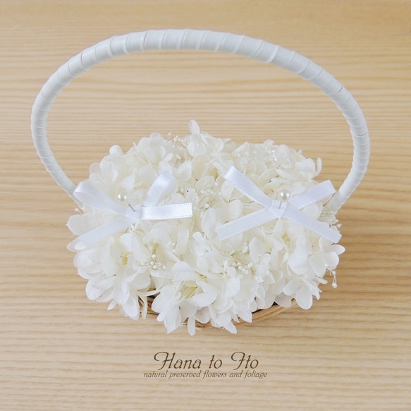 [リングピロー] フラワーウェディング　-hydrangea white- 3枚目の画像