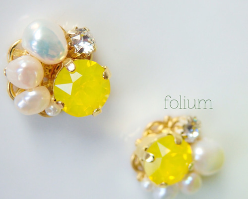 イエローオパールビジューピアス ピアス（その他） folium 通販
