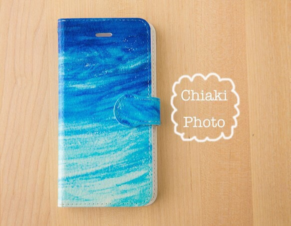 【全機種対応カメラ穴付き】Blue ocean*iphone/Androidスマホケース【手帳型】 1枚目の画像