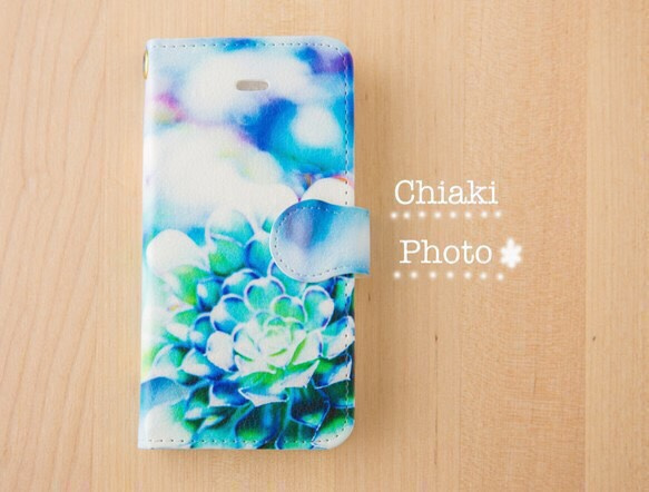 【全機種対応カメラ穴付き】Blue flower*iphone/Androidスマホケース【手帳型】 1枚目の画像