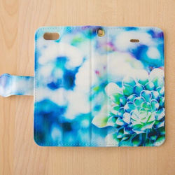 【全機種対応カメラ穴付き】Blue flower*iphone/Androidスマホケース【手帳型】 2枚目の画像