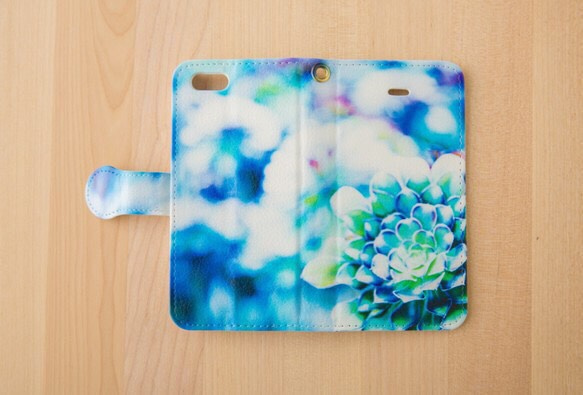 【全機種対応カメラ穴付き】Blue flower*iphone/Androidスマホケース【手帳型】 2枚目の画像