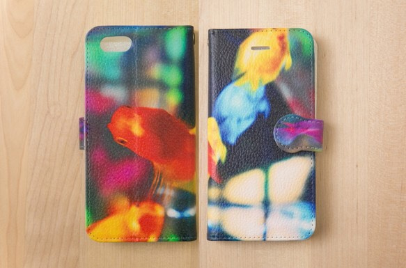 【全機種対応カメラ穴付き】Rainbow Fish*iphone/Androidスマホケース【手帳型】 2枚目の画像