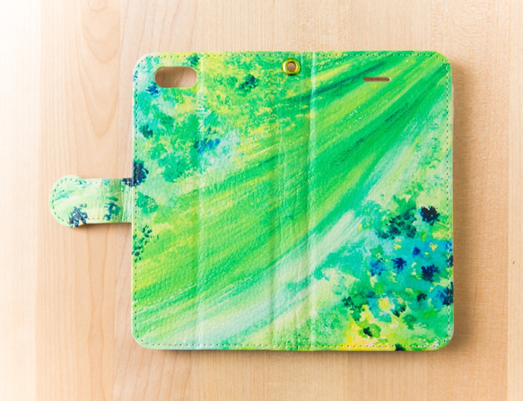 【全機種対応カメラ穴付き】Green*iphone/Androidスマホケース【手帳型】 2枚目の画像