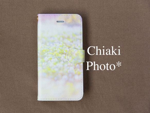 【全機種対応カメラ穴付き】シロツメクサ*iphone/Androidスマホケース【手帳型】 1枚目の画像