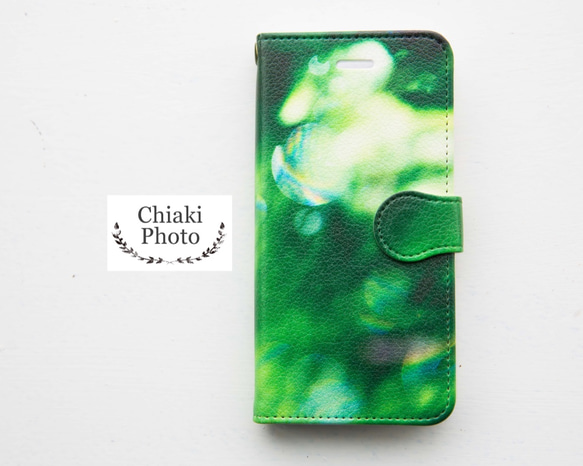 【全機種対応カメラ穴付き】Green Drop*iphone/Androidスマホケース【手帳型】 1枚目の画像
