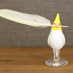 ベネチアングラスの置き物　2羽の鳥　フロストガラスコーティング　ハンドメイド i003l-01.jpg
